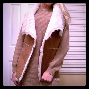 Brown Leather + Cream Fur Vest ✨